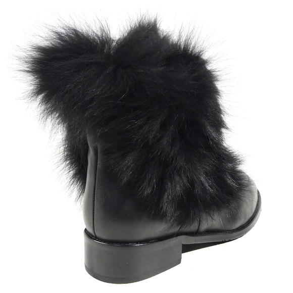 ALESSANDRO DI MARIA 🇮🇹 WOMEN'S BLACK LEATHER & FUR WINTER FASHION BOOTIE - Picture 6 of 8